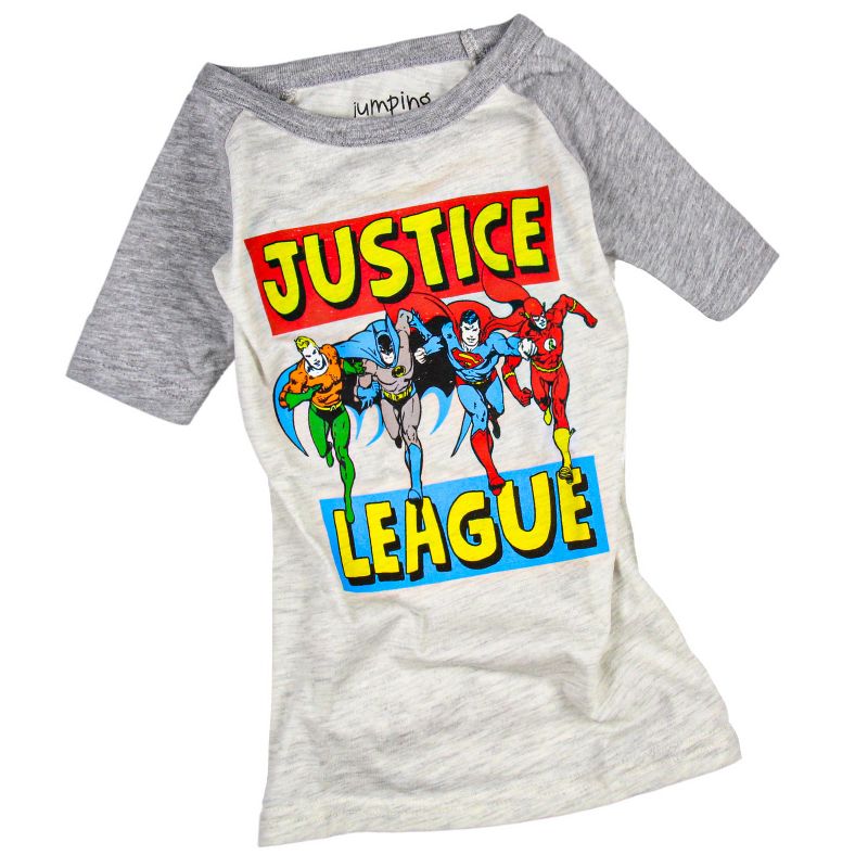 DC Comics Boys' Justice League Superhero Lineup Collectible Raglan T-Shirt, 2 of 4