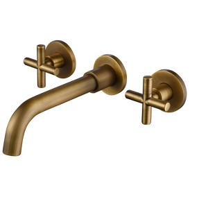 Gulches Classic Wall Mounted Bathroom Faucet - Solid Brass, Drip-Free Cartridge, Electroplated Bronze Finish - 1 of 4