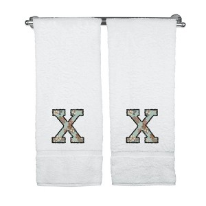 BC BARE COTTON Monogrammed Towels, Personalized Gift, Set of 2 - Embroidered Writing with Greenish Cyan - 1 of 4