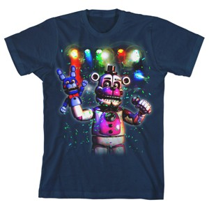 Five Nights at Freddy's Funtime Freddy Colored Lights Boy's Navy T-shirt - 1 of 3