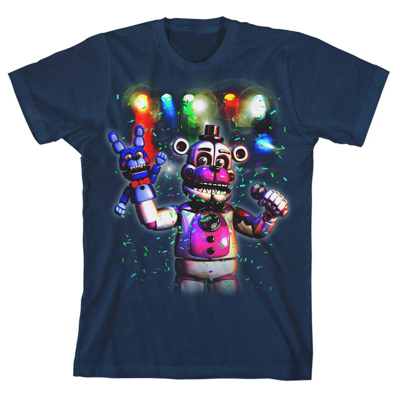 Five Nights at Freddy's Funtime Freddy Colored Lights Boy's Navy T-shirt, 1 of 4