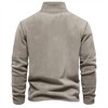 Men's Quarter-Zip Pullover Fleece Sweatshirt Men Turtleneck Tops for Fall and Winter,Olive Green - S - 2 of 4