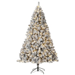 GustoWave 4.5FT Artificial Christmas Tree, Pure PVC Flocking with Warm White LED Lights, Foldable Stand, On/Off Foot Pedal, Xmas Decor - 1 of 4