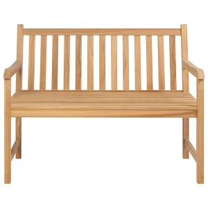 vidaXL Outdoor Patio Bench Garden Front Porch Chair Bench Solid Wood Teak - 44.9" - 1 of 4