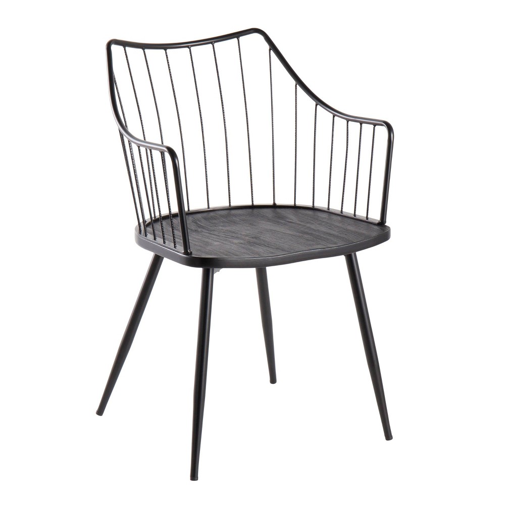 Winston Dining Chair Black - LumiSource: Metal Frame, Floor Protectors, Mid-Century Modern Style