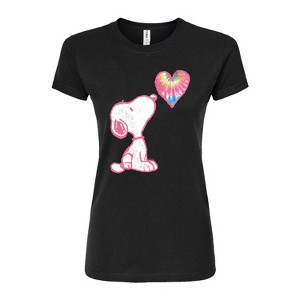 Women's - Peanuts - Snoopy Pastel Rainbow Heart Fitted Graphic T-Shirt - 1 of 3