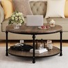 Round Coffee Table for Living Room Rustic Center Table with Storage Shelf Wood Circle Coffee Table 30.3"in(Light Walnut) - 2 of 4