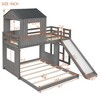 LOVMOR Wooden Twin Over Full Bunk Bed with Playhouse & Farmhouse, Loft Bed w/ Ladder, Slide & Guardrails for Bedroom Apartment Dorm - 3 of 4
