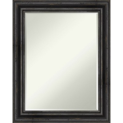 Amanti Art Rustic Pine Black Petite Bevel Wood Bathroom Wall Mirror 29.5 x 23.5 in.