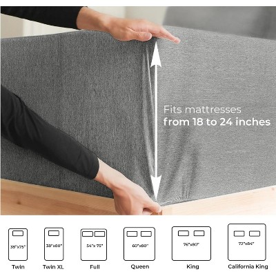 Heathered Grey Queen Cotton Microfiber Deep Pocket Sheet Set