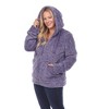 Plus Size Hooded High Pile Fleece Jacket Purple 1X - White Mark - 2 of 4
