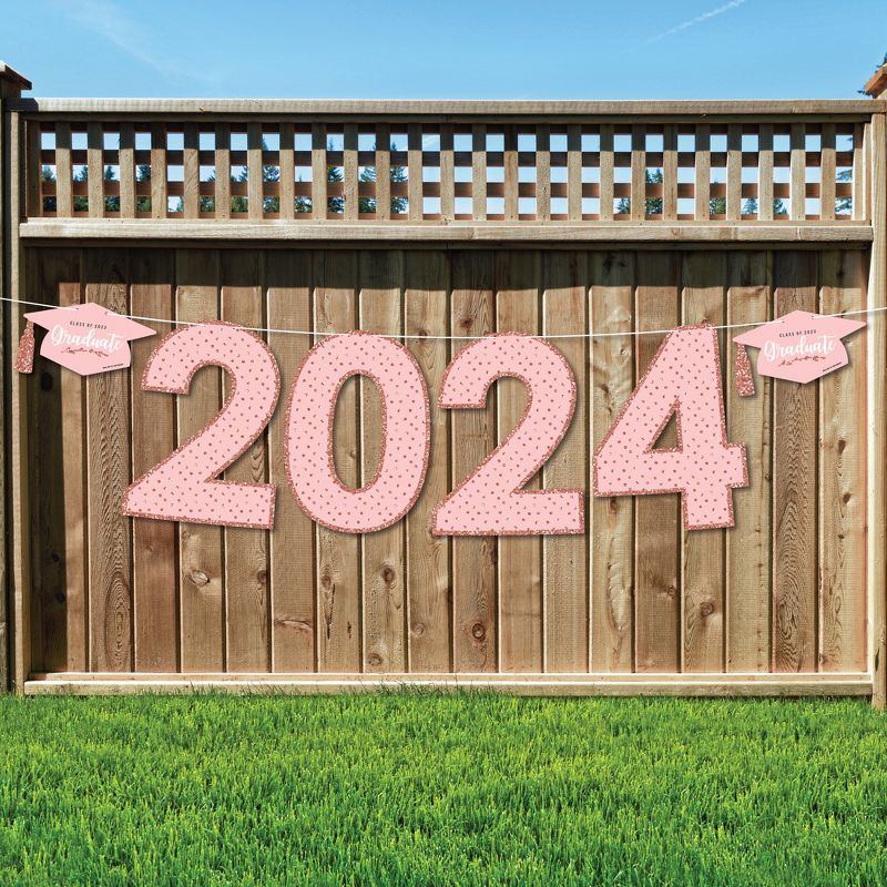 Big Dot of Happiness Rose Gold Grad - Large Graduation Party Decorations - 2024 - Outdoor Letter Banner, 1 of 9