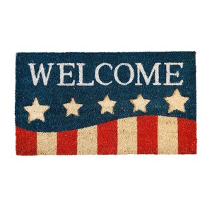 Evergreen Patriotic Stripes Indoor Outdoor Natural Coir Doormat 1'4"x2'4" Multicolored - 1 of 4