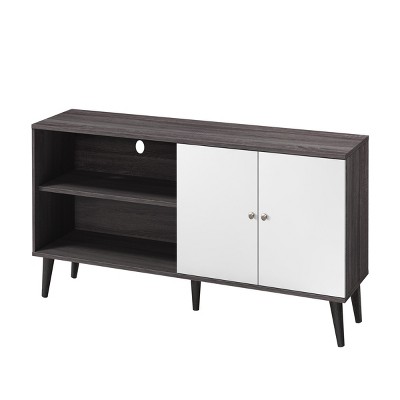 Syemin TV Stands and Consoles 63" TV Stand with Open Storage Shelves Entertainment Center and Industrial TV Console Table, Gray, 63"*15.2"*25.6"
