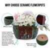 KTMBDW Plant Pots Set of 3, Ceramic Planter Pot with Drainage Hole, Indoor/Outdoor Cylinder Round Planter Pot - 3 of 4