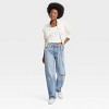 Women's Mid-Rise Tie-Waist Drawstring Baggy Jeans - Universal Thread™ - 3 of 4