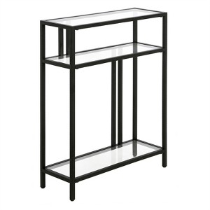 22 in. Black Bronze Console Table with Glass Shelves - Henn&Hart - 1 of 4