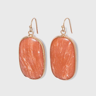 Semi-Precious Peach Aventurine Oval Stone Drop Earrings - Universal Thread™ Dusty Peach