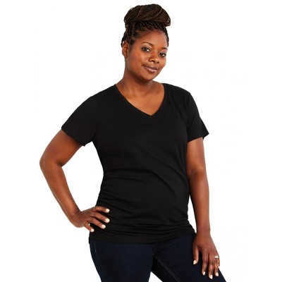 Women's Maternity Ruched V-neck Tee made with Organic Cotton