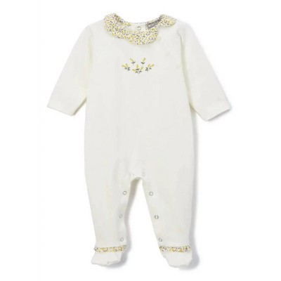 Girl Floral Embroidered Footies - Petit Confection