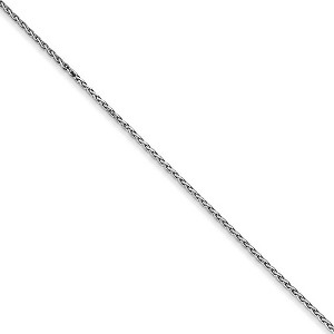 Black Bow Jewelry 0.8mm 14k White Gold Round Diamond Cut Wheat Chain Necklace - 1 of 4