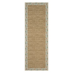 Modern Bordered Living Room Rugs, Washable Soft Floral Bedroom Rugs Non Slip, Farmhouse Solid Home Decor Carpet - 1 of 4
