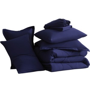 5/7 Pieces Microfiber Comforter Set, Breathable Down Alternative Bedding Set, All Season Bed in a Bag - NTBAY - 1 of 4