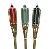 Patio Essentials 60.04" Basic Painted Bamboo Outdoor Torch Blue/Coral Red/Light Teal Blue - 3 of 3