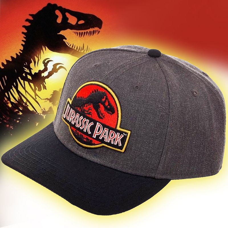 Jurassic Park Hat Classic Logo Curved Snapback Cap Grey, 4 of 5