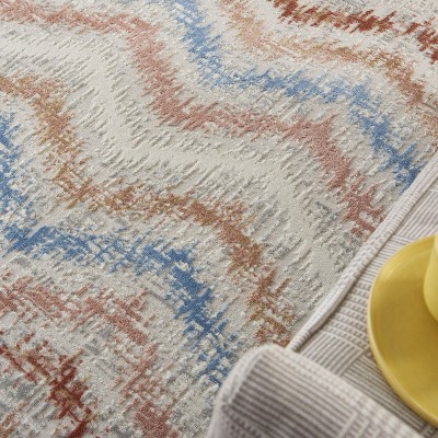 Ivory Multicolor 4' x 6' Abstract Synthetic Area Rug