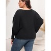 Garvee Womens Plus Size Off-Shoulder Sweater Tops Batwing Sleeve Winter Knit Blouses - 4 of 4