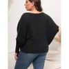 Whizmax Womens Plus Size Off-Shoulder Sweater Tops Batwing Sleeve Winter Knit Blouses - image 4 of 4