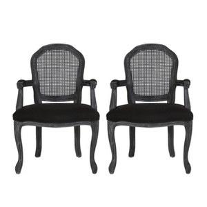 2pk Mina French Country Wood and Cane Upholstered Dining Chairs - Christopher Knight Home - 1 of 4