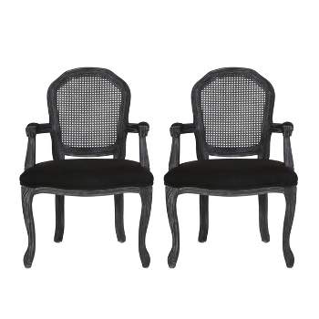 2pk Mina French Country Wood and Cane Upholstered Dining Chairs - Christopher Knight Home