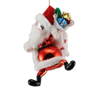 Italian Ornaments 6.5 Inch Jolly Jig Santa Claus With Sack Mgd Ornament Free-Blown Tree Ornaments - 1 of 2