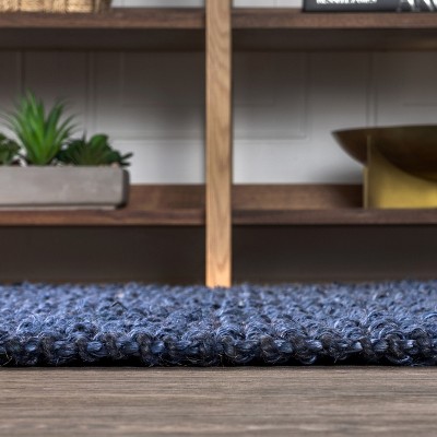 Handwoven Coastal Blue Jute 4' x 6' Indoor Area Rug