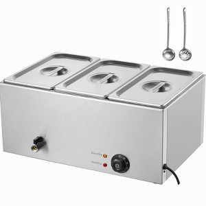 VEVOR 3-Pan Commercial Food Warmer, 17.4QT Electric Steam Table, 1200W Professional Countertop Stainless Steel Buffet Bain Marie - 1 of 4