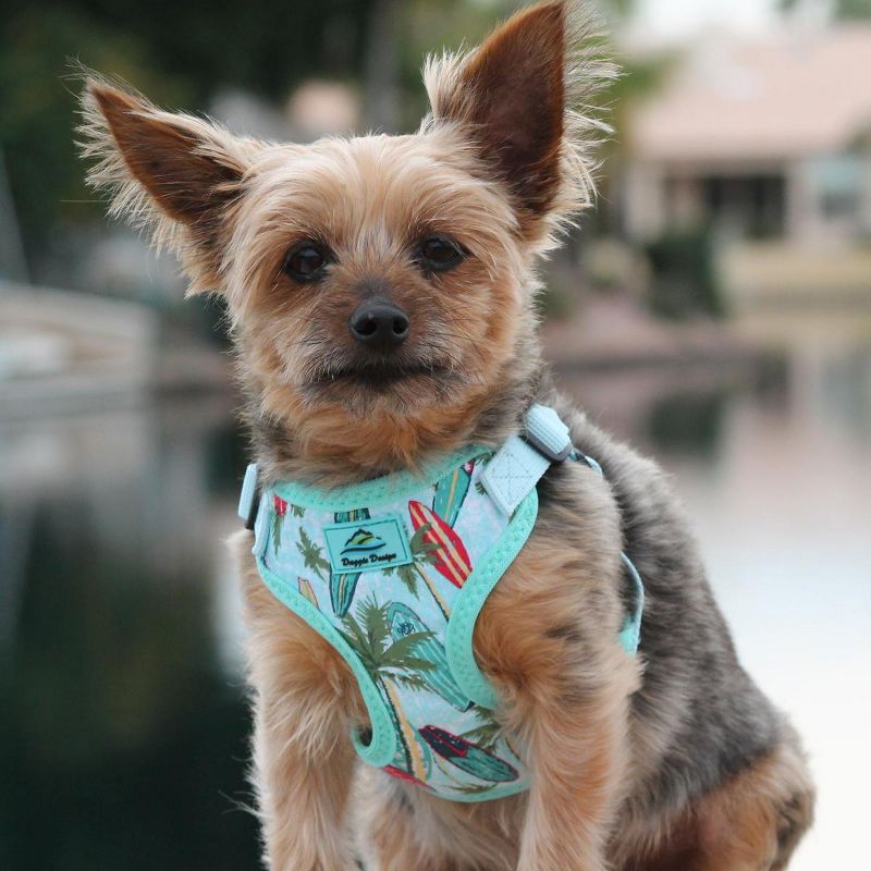 Doggie Design Wrap and Snap Choke Free Dog Harness-Surfboards and Palms, 1 of 5