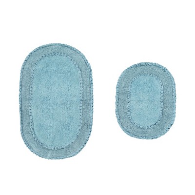Double Ruffle Collection Cotton Ruffle Pattern Tufted Set of 3 Bath Rug Set - Home Weavers