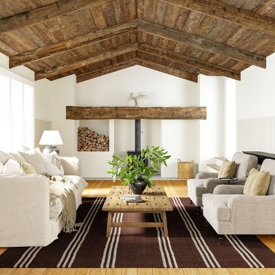 Handmade Dark Brown Wool Striped 10' x 14' Area Rug