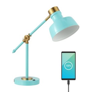 18.5" Allegra Farmhouse Adjustable Cantilever Task Lamp with USB Charging Port (Includes LED Light Bulb) - JONATHAN Y - 1 of 4