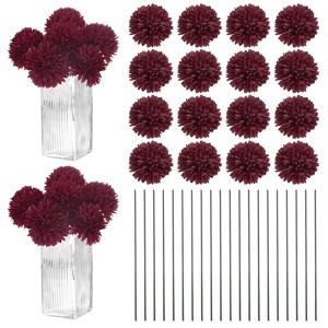 Unique Bargains Artificial Chrysanthemum Ball Flowers Silk Bouquets Real Touch 11 Inch 30 Pcs - 1 of 4