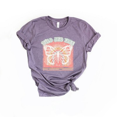 Simply Sage Market Wild And Free Butterfly Short Sleeve Tee - XS - Purple