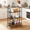 Tangkula 3-Tier Folding Bar Cart Kitchen Serving Island Utility Cart Storage Shelves - 3 of 4