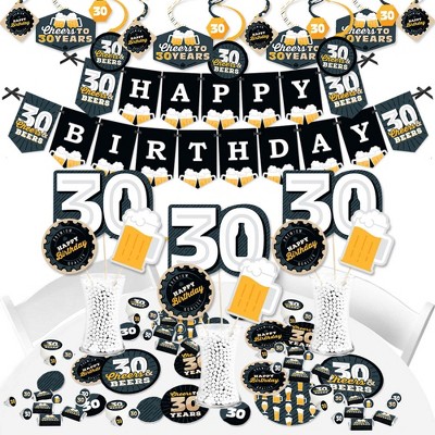 Big Dot of Happiness Cheers and Beers to 30 Years - 30th Birthday Party Supplies - Banner Decoration Kit - Fundle Bundle