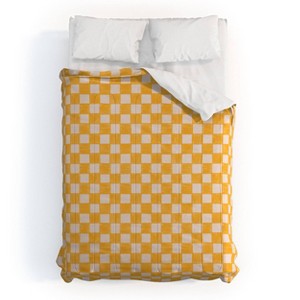 Deny Designs 3pc Full/Queen Schatzi Brown Alice Check Yellow Comforter and Pillow Sham Set Yellow: Abstract Design, Machine Washable - 1 of 4