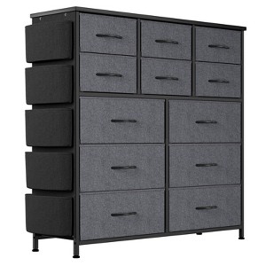 homfan 12 Dresser for Bedroom, Chest of Drawers for Bedroom with Side Pockets and Hooks, Fabric Storage Dresser, Sturdy Steel Frame, Wood Top - 1 of 4