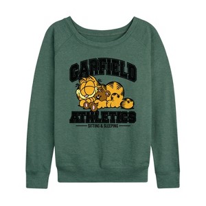 Women's - Garfield - Sleeping Athletics Lightweight French Terry Wide Neck Long Sleeve Shirt - 1 of 4
