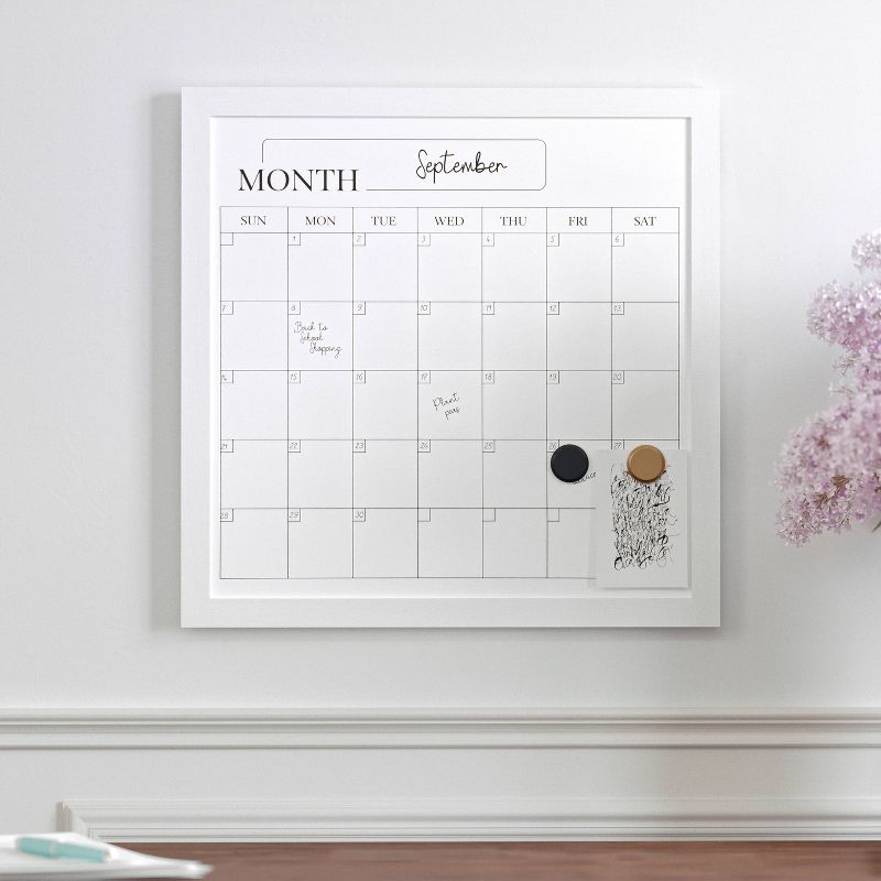 Martha Stewart Magnetic Monthly Calendar Dry Erase Board with White Woodgrain Frame White, 3 of 13