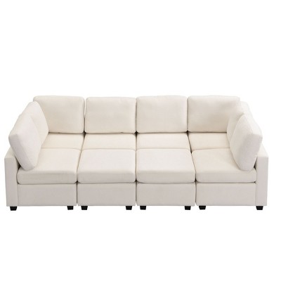 NicBex Modern 103" Sofa Bed Chenille Convertible Sleeper Sofa with Movable Ottoman and USB Ports for Living Room
